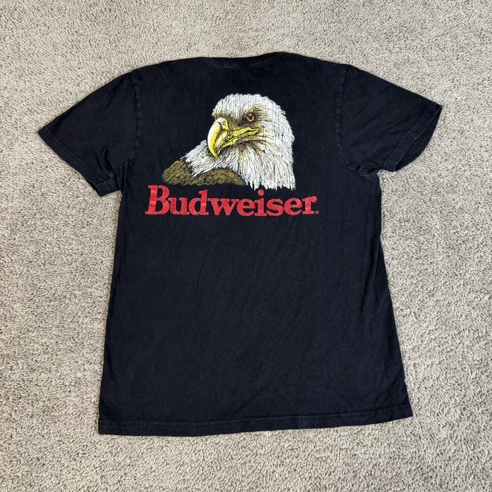 Budweiser Brew City Shirt Mens S Black Eagle Back Graphic Crew Neck Cotton